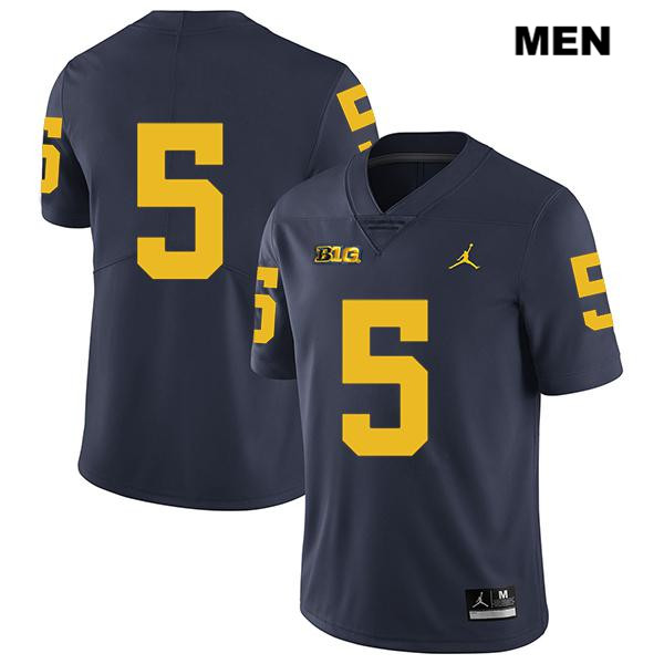 Men's NCAA Michigan Wolverines Joe Milton #5 No Name Navy Jordan Brand Authentic Stitched Legend Football College Jersey UM25S87XE